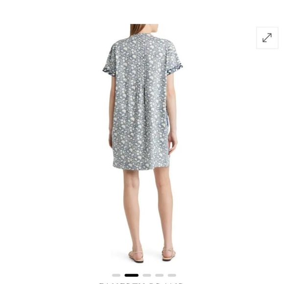Faherty Gemina Dress Washed Floral Linen Pintuck Mini Pockets Short Sleeves S - Picture 14 of 15